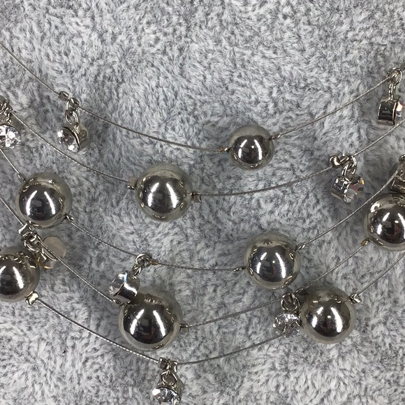 Necklace jewelry silver Tone bead glass Rhinestone - Picture 3 of 8